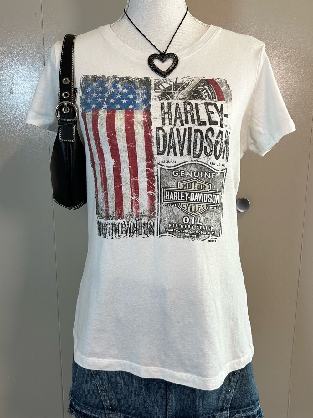 Harley Davidson 2018 Biker American Flag Medium T-shirt